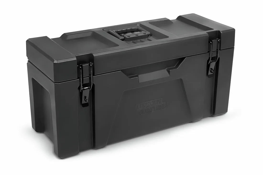 Lincoln Sprinter 180Si K5549-1 heavy-duty black welding machine case with top handle, metal latches—ideal for equipment transport.