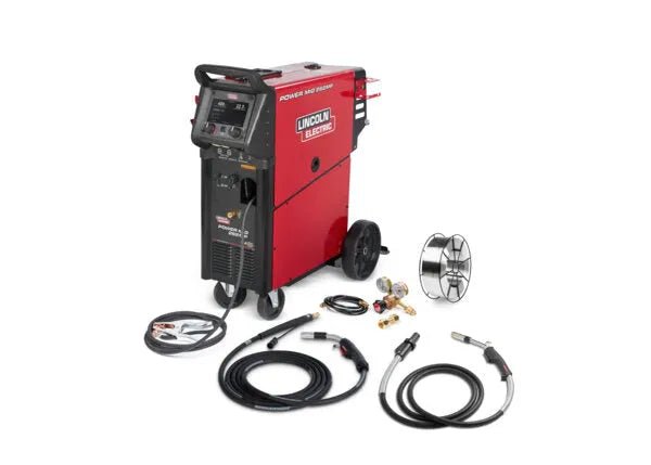 Lincoln Power MIG 262MP Multi-Process Welder with cables, torch, gas regulator & wire spool—top welding tool for aluminum.