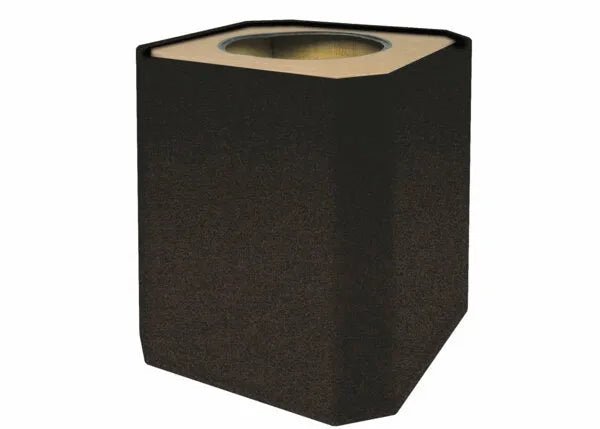 A 3D-rendered image depicts the Lincoln Filter Activated Carbon housing (Prism Mobile & Prism Wall Mount KP1852-1): a black, square planter with a beveled edge, circular opening, matte finish, and visible hollow interior on a white background.