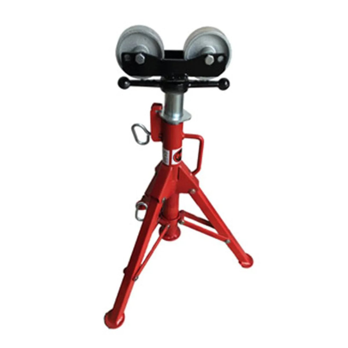 B&B Sumner Lo Pro-Jack 4235 Pipe Jack with red frame, adjustable roller heads, and steel wheels for welding pipe support.