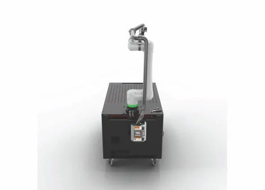 Lincoln Cooper CRX-10iA/L Aluminum Welding Cobot Cart GEN. II—robotic welding arm on wheeled cart, control panel, WeldingMart tool.