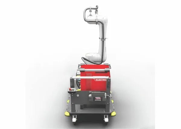 Lincoln Cooper CRX-25iA Aluminum Welding Cobot Cart (GEN. II) robotic arm on red and gray ELECTRIC base from WeldingMart.