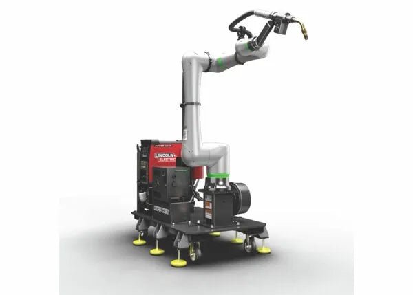 Lincoln Cooper CRX-25iA Aluminum Welding Cobot Cart GEN. II – mobile robotic welding arm with wheeled cart and controls.