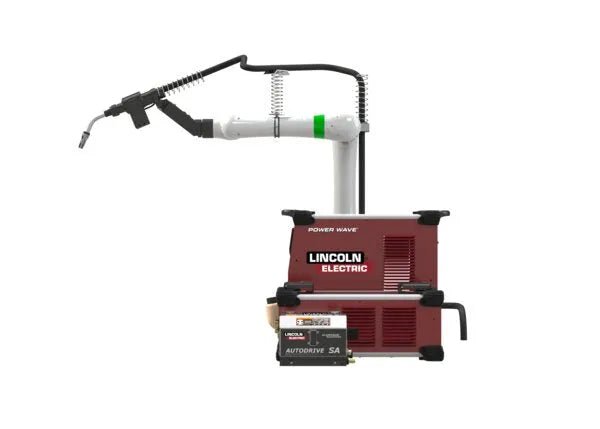 Lincoln Cooper CRX-10iA/L Aluminum Welding Cobot Non-Cart Package with Power Wave, controls, and wiring for precision welding.