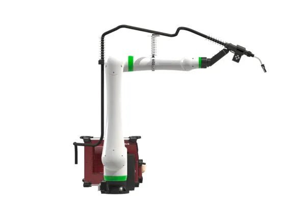 Lincoln Cooper CRX-25iA Aluminum Welding Cobot Non-Cart Package (GEN II) with robotic arm, welding tool & accessories, white bg.