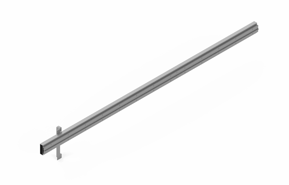 Bug-O BEAM RAIL FOR 120" BEAMS ARR-9120, durable welding accessory with support bracket, shown on white—WeldingMart tool.