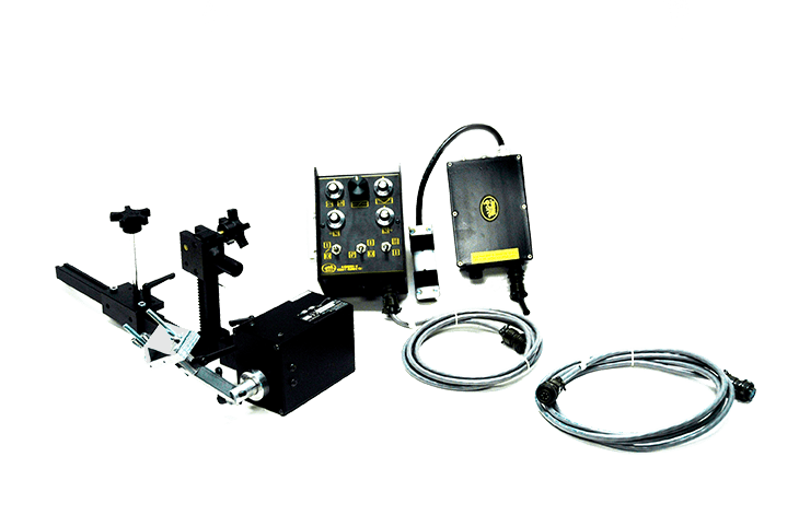 Bug-O STAND ALONE PENDULUM WVR 120V welding weaver kit with control boxes, torch holder, and track system on white background.
