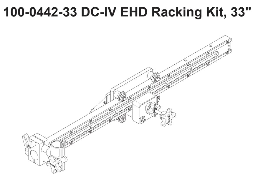 Bug-O DC IV EHD RACKING KIT 33" welding accessory, Part #100-0442-33, with rails, knobs, mounts for torch positioning.