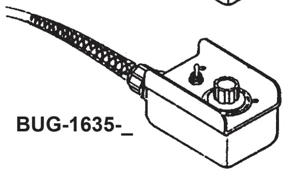 Bug-O REMOTE WELD STARTER 25' (BUG-1635-25) welding accessory line drawing with cord, speed control, and toggle switch.