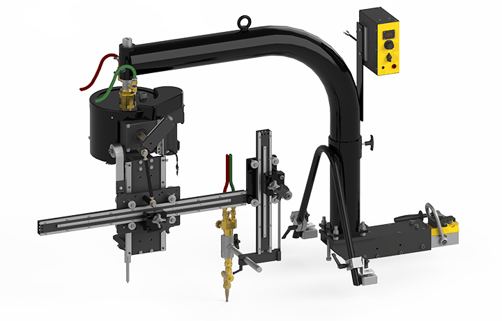Bug-O CB-2 Circle Burner CBO-2000 automated welding tool with adjustable arms, yellow control box, for precise metal cutting.