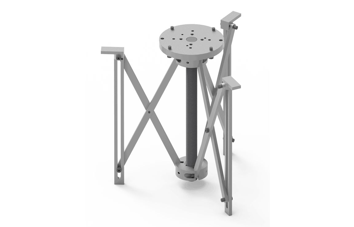 Bug-O 24/42 3 Jaw Expandable Chuck CWO-3663 welding tool with metal threaded rod, top plate, and X support arms on white.