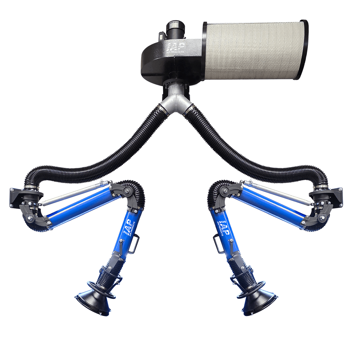 IAP 1HP Fume Arm Filtration - Dual Arm 4"x8' - FAF-0408-DUAL