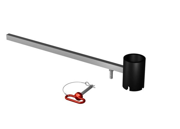 Lincoln Workpiece Extension Bar K5667-4: durable steel bar, black socket, red locking pin. Welding tool for WelderMart professionals.