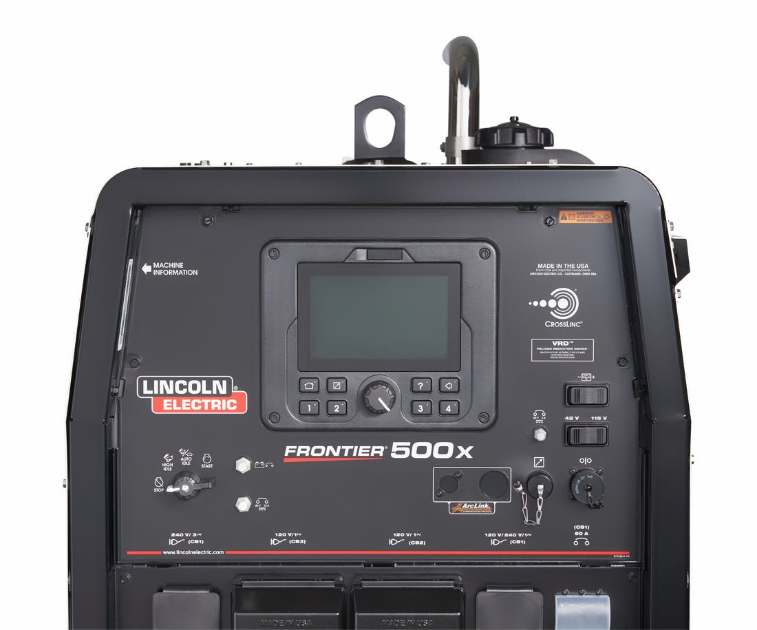 Lincoln Frontier 500X Kubota Welder K5350-2 control panel with buttons, knobs, and display—durable welding equipment from WeldingMart.