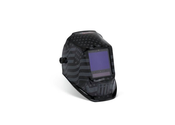 Lincoln Viking 3350 ADV Star Spangled Welding Helmet K5559-5, black with US flag, auto-darkening, large viewing window. WeldingMart.