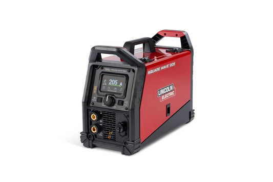 Lincoln Square Wave 205 TIG Welder (K5613-1), red-black portable welder for precise aluminum welding, welding tools at WeldingMart.