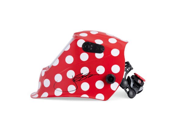 VIKING 3350 ADV Jessi the Welder Helmet K5758-5, red and white polka dots, auto-darkening, stylish welding helmet.