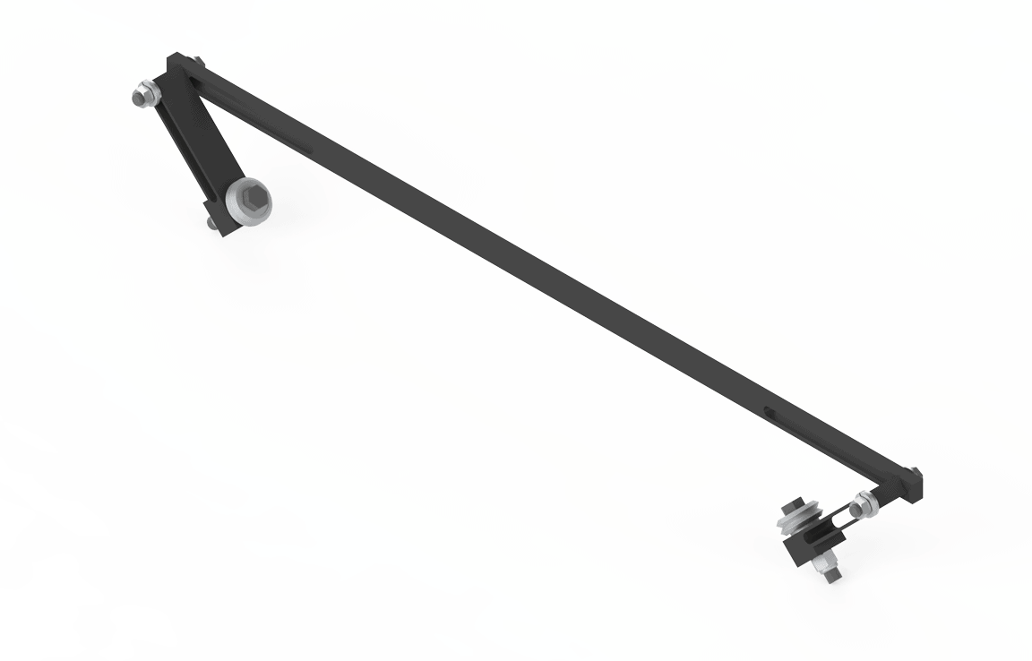 Bug-O KBUG-2070-12 12" Guide Arm Kit beam for welding equipment, black metal bar with joints and connectors, on white background.