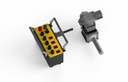 Bug-O KBUG-5050 Stand Alone Pend Weaver welding accessory with yellow switch panel, fits K-BUG 5050, on white background.