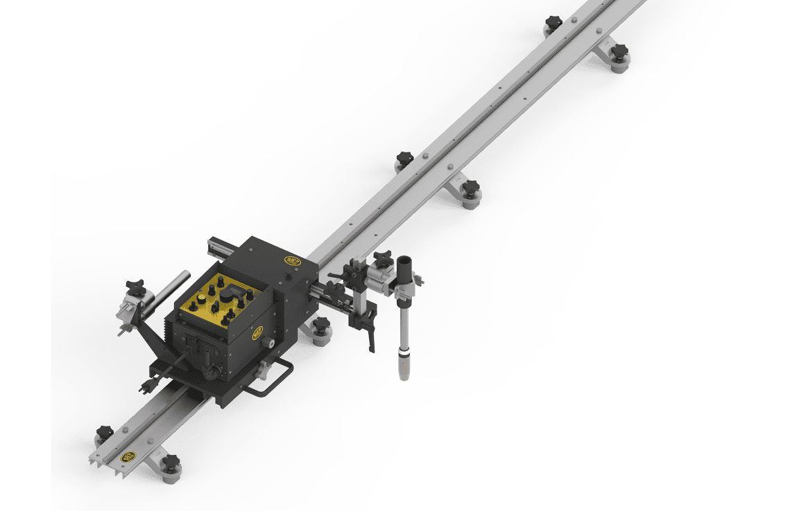 Bug-O MDS-4200 Linear Weaver Kit for welding automation, features black/yellow rig, rail, controls & support arms. WeldingMart tool.