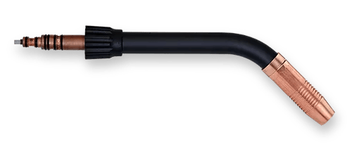 MK Products 45 Degree EZ-Lock Barrel 12" - Air/Water Cooled - 003-2158, a versatile welding component designed for improved access and efficiency across various industrial applications.