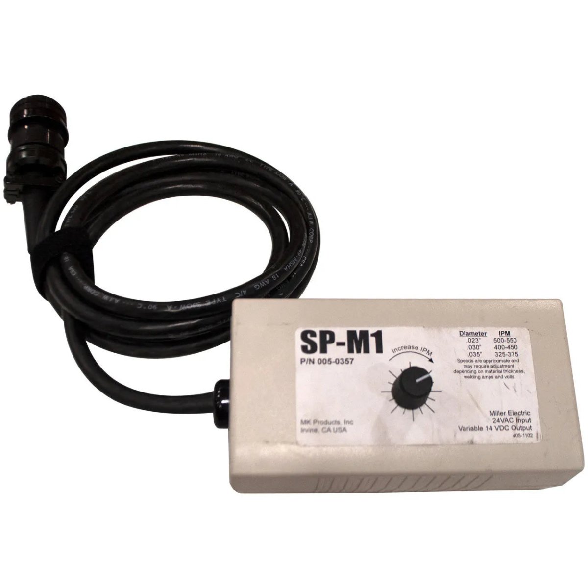 Lincoln-specific adapter for Sidewinder Mini Spool Guns. Provides 12VDC power from 42VAC Lincoln power sources, featuring 14-C/D Trigger compatibility for enhanced welding versatility.