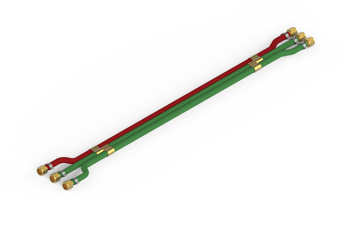 Bug-O 3 HOSE ASSY 48" (MUG-1119-48) welding hose set, two 48" red/green hoses with brass fittings, for welding equipment.