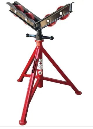 Mathey Dearman B&B Giant Jacks 3513 pipe stand with V-roller, wheels, adjustable height—welding support tool from WeldingMart.