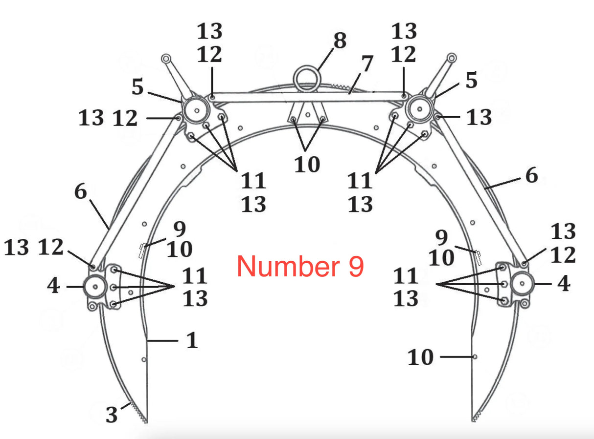 Technical diagram of Mathey Dearman Boomer Eye 03.0101.017 pipe welding tool, "Number 9" highlighted in red.
