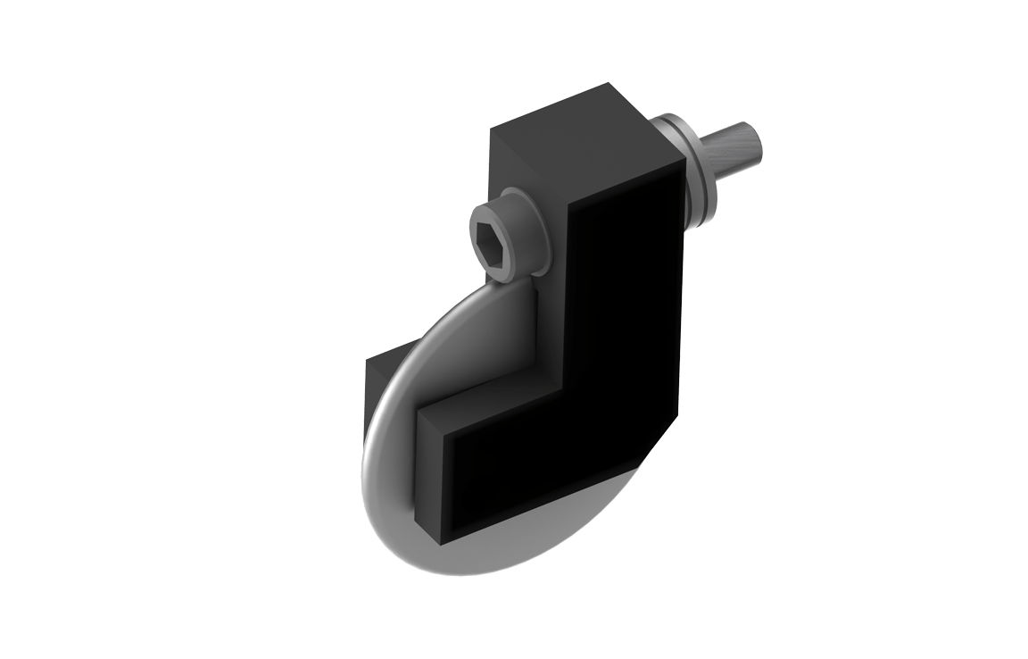 Bug-O SWIVEL WHEEL ASSY. PAN-1145βmetal wheel on black bracket for welding carts, WeldingMart welding accessory, 3D rendering.