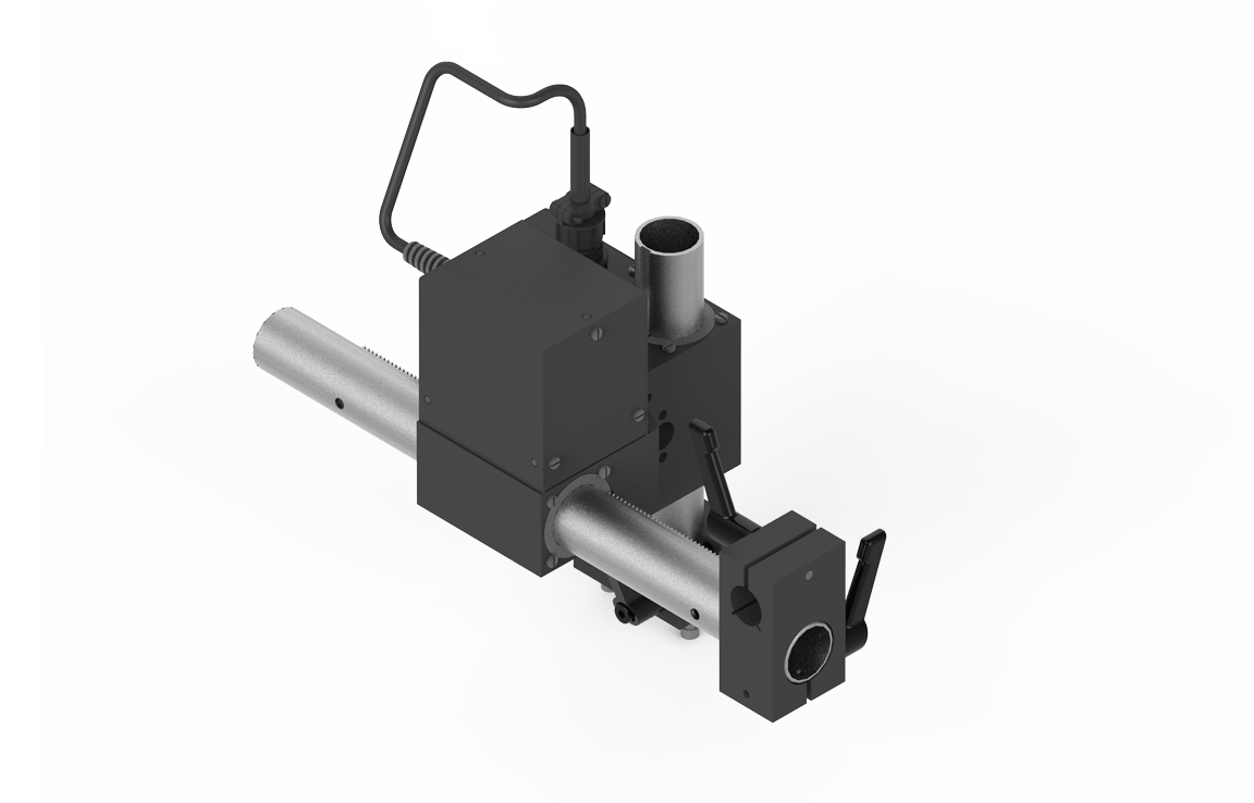 Bug-O DUAL MOTION POWER RACKER 120V PRS-1000 welding tool with metal pipes, connectors, and wiring on white—WeldingMart exclusive.