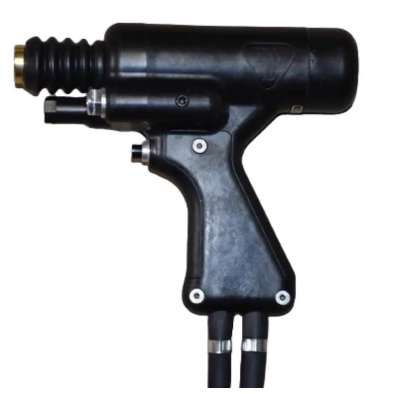 TruWeld TWE19000 Light Duty Stud Gun—black, pistol-grip welding tool with cables and front mount, for industrial applications.