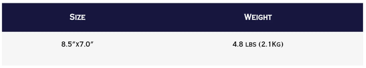 TruWeld TWE18500 Medium Duty Stud Gun specs table: size 8.5x7.0 in, weight 4.8 lbs, blue/white. WeldingMart welding tool.