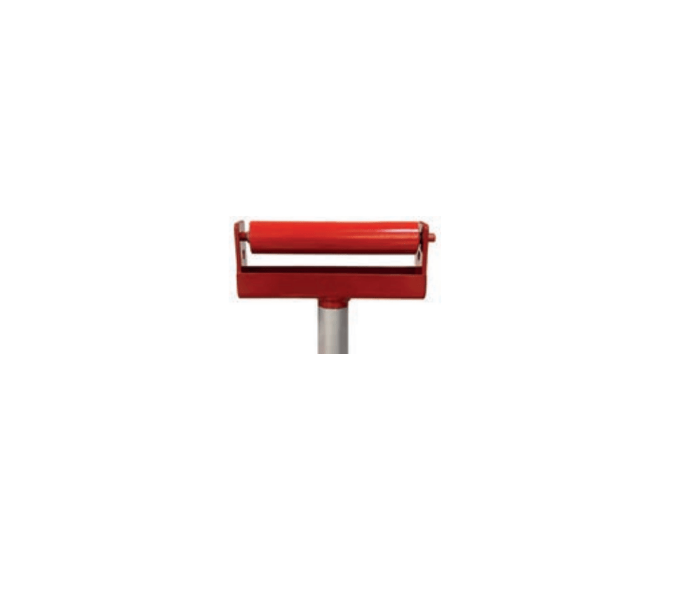 B&B Sumner Hi Pro-Jack Fixed Leg Pipe Jack Roller Head 4100CRH red roller for welding pipe support, on white background.