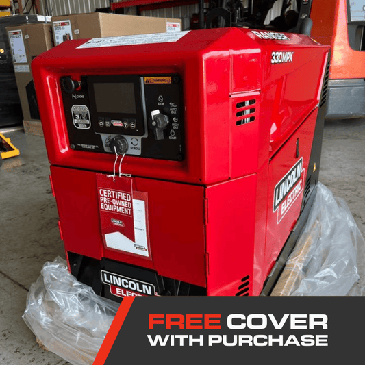 Certified Pre-Owned Lincoln Ranger 330MPX welder generator for sale at WeldingMart. Free cover with purchase.