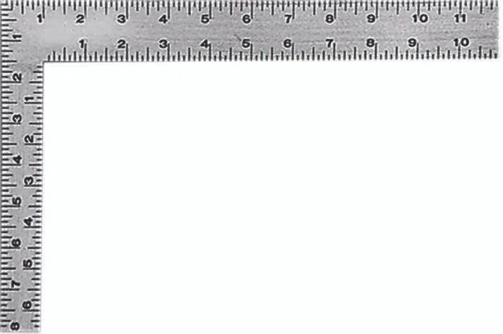 Mathey Dearman aluminum framing square 8-12"x1/16" for precise welding, fabrication, and pipe alignment; inch markings on edges.