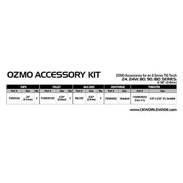 CK Worldwide - 8 Series Low Profile Accessory Kit For Ck24 / Ck24W Style Tig Torches - Kit-Ozmo - WeldingMart.com