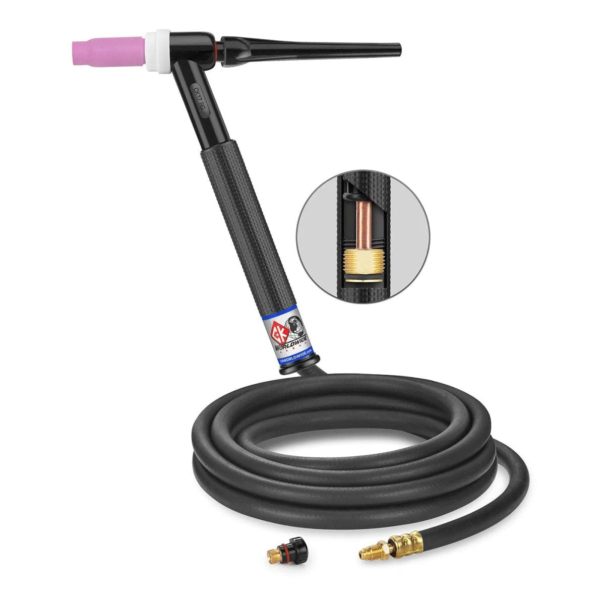 CK Worldwide - Ck17-12-R Rg-T - 150 Amp Rigid Head Tig Torch, Gas-Cooled, 12.5' Standard Cables - Ck17-12-R Rg-T - WeldingMart.com