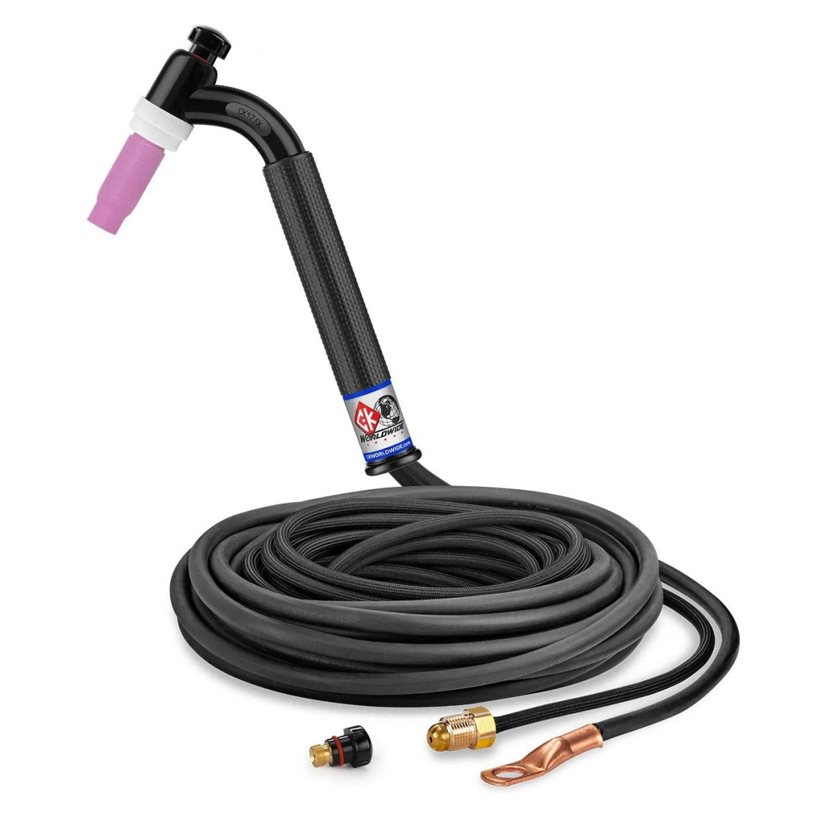 CK Worldwide - Ck17-25-2Sf Fx - 150 Amp Flex Head Tig Torch, Gas-Cooled, 25' Superflex Cables - Ck17-25-2Sf Fx - WeldingMart.com