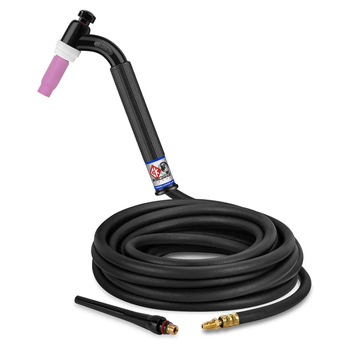 CK Worldwide - Ck17-25-R Fx - 150 Amp Flex Head Tig Torch, Gas-Cooled, 25' Standard Cables - Ck17-25-R Fx - WeldingMart.com