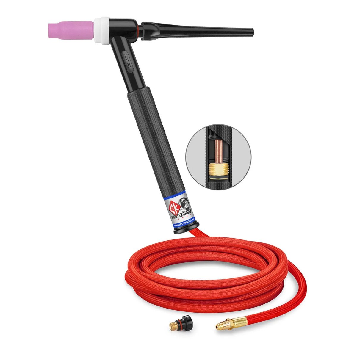 CK Worldwide - Ck17V-12-2Sfrgt - 150 Amp Rigid Head Tig Torch With Valve, Gas-Cooled, 12.5' Superflex Cables - Ck17V-12-2Sfrgt - WeldingMart.com