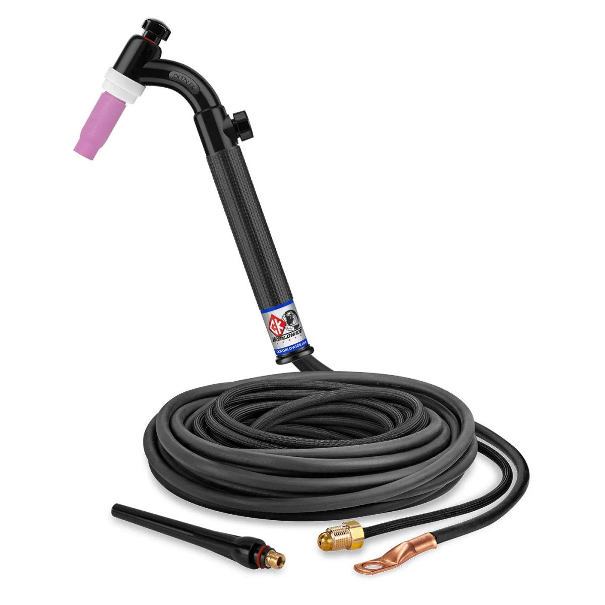 CK Worldwide - Ck17V-25-2Sf Fx - 150 Amp Flex Head Tig Torch With Valve, Gas-Cooled, 25' Superflex Cables - Ck17V-25-2Sf Fx - WeldingMart.com