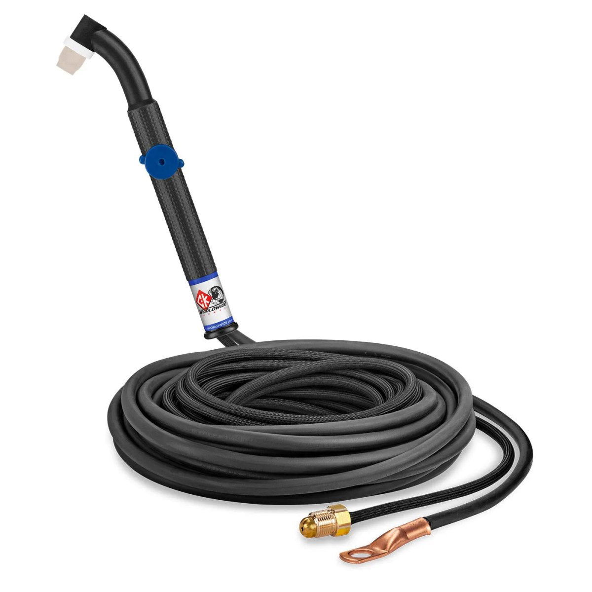 CK Worldwide - Ck24V-25-2 Fx - 90 Amp Flex Head Tig Torch With Valve, Gas-Cooled, 25' Standard Cables - Ck24V-25-2 Fx - WeldingMart.com