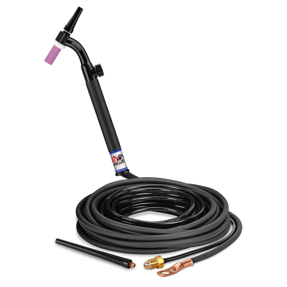 CK Worldwide - Ck9V-25-2 Fx - 125 Amp Flex Head Tig Torch With Valve, Gas-Cooled, 25' Standard Cables - Ck9V-25-2 Fx - WeldingMart.com