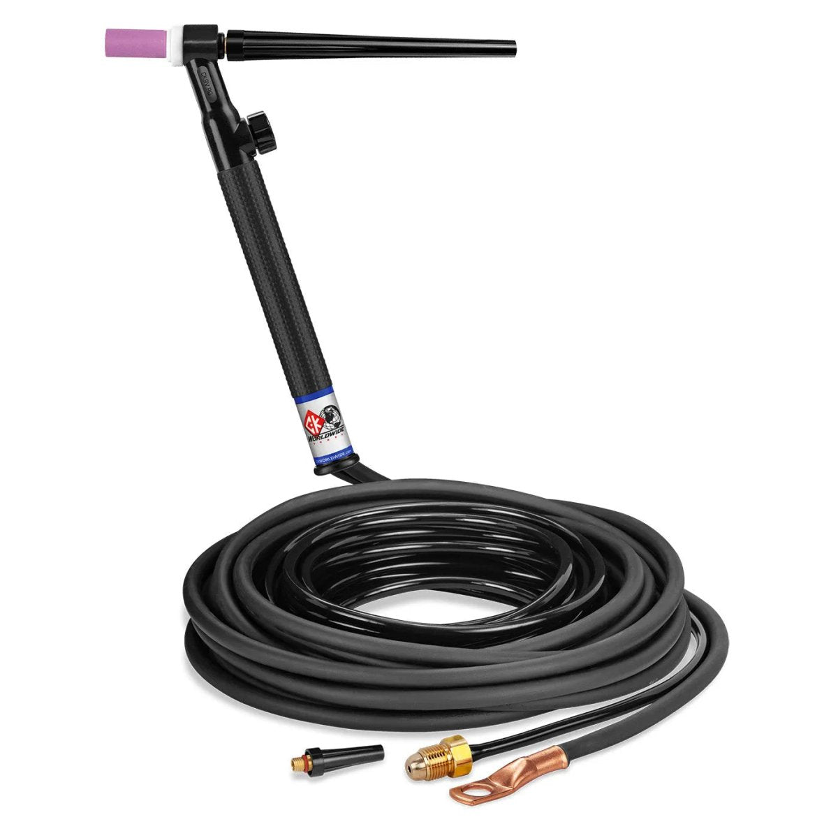 CK Worldwide - Ck9V-25-2 Rg - 125 Amp Rigid Head Tig Torch With Valve, Gas-Cooled, 25' Standard Cables - Ck9V-25-2 Rg - WeldingMart.com