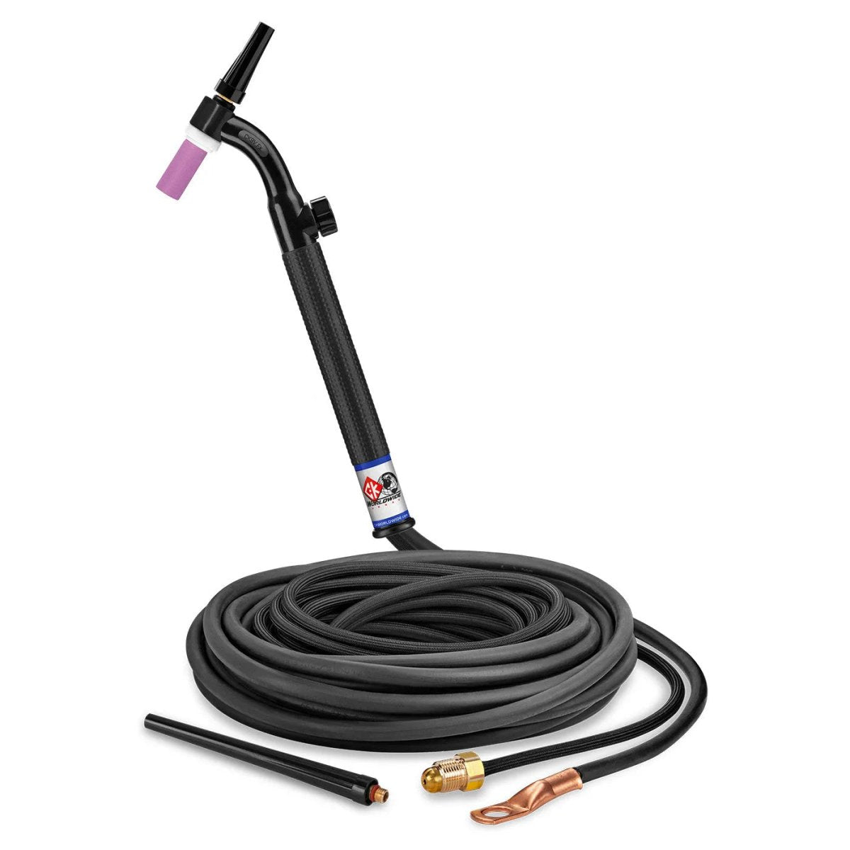 CK Worldwide - Ck9V-25-2Sf Fx - 125 Amp Flex Head Tig Torch With Valve, Gas-Cooled, 25' Superflex Cables - Ck9V-25-2Sf Fx - WeldingMart.com