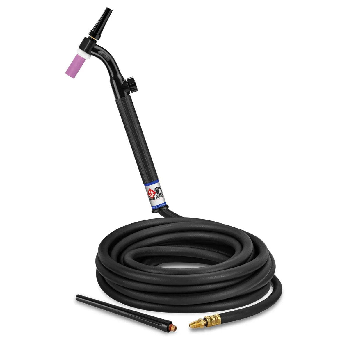 CK Worldwide - Ck9V-25-R Fx - 125 Amp Flex Head Tig Torch With Valve, Gas-Cooled, 25' Standard Cables - Ck9V-25-R Fx - WeldingMart.com