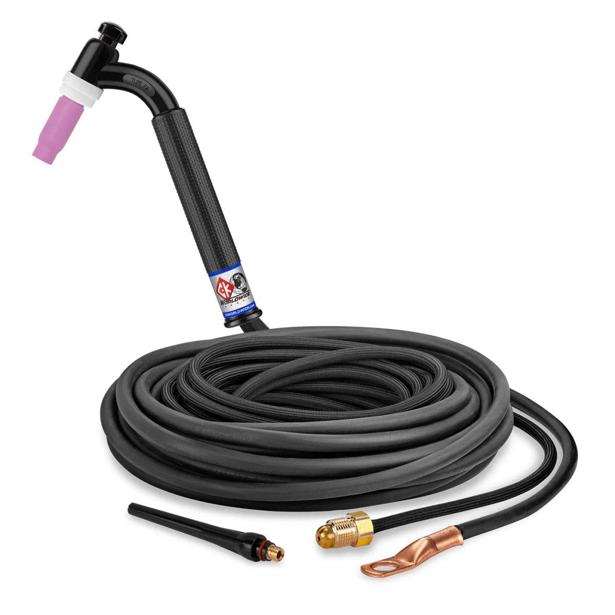 CK Worldwide - Tl26-25-2Sf Fx - 200 Amp Flex Head Tig Torch, Gas-Cooled, 25' Superflex Cables, Trim Line - Tl26-25-2Sf Fx - WeldingMart.com