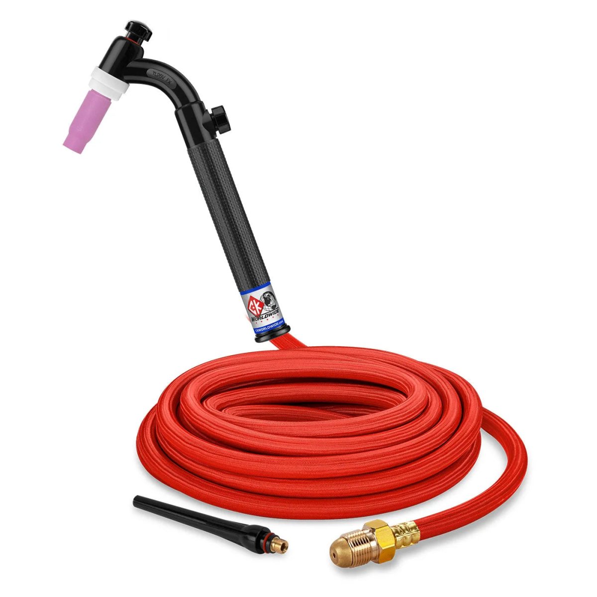 CK Worldwide - Tl26V-25-Rsf Fx - 200 Amp Flex Head Tig Torch With Valve, Gas-Cooled, 25' Superflex Cables, Trim Line - Tl26V-25-Rsf Fx - WeldingMart.com