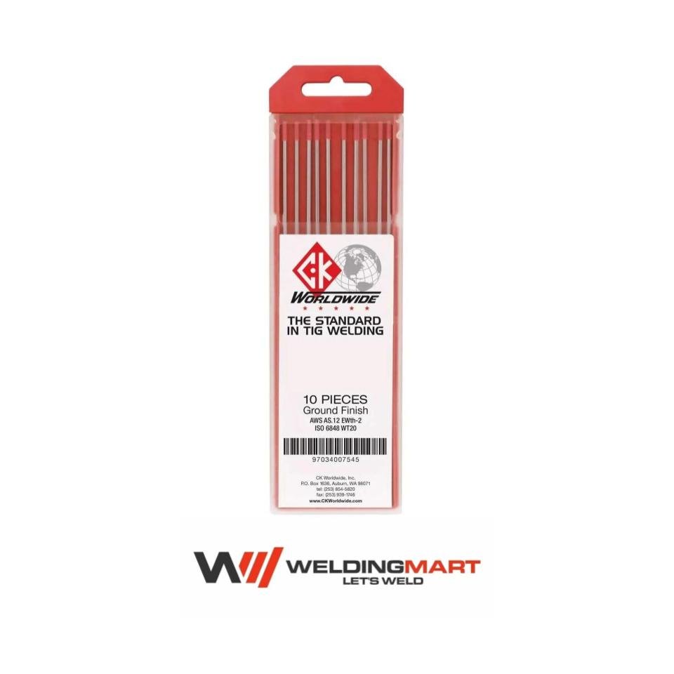 CK Worldwide - Tungsten 3/32″ x 7″ 2% Thoriated (Pack of 10) - T3327GT2